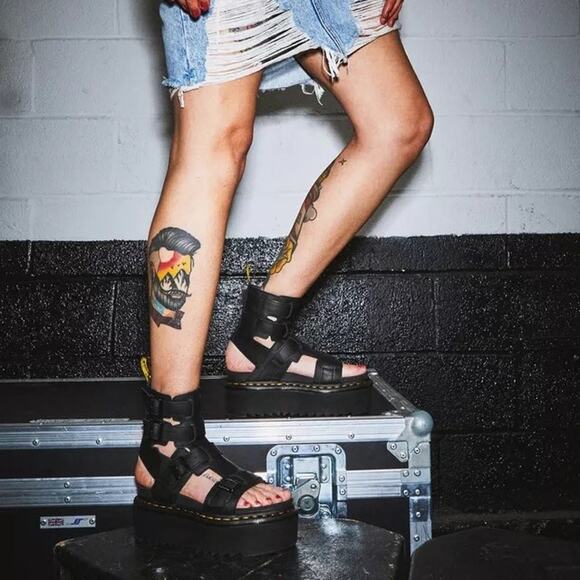 NwOpBx Dr. Martens Giavanna Platform Sandals 8 Leather Gladiator Chunky Grunge - Picture 10 of 10